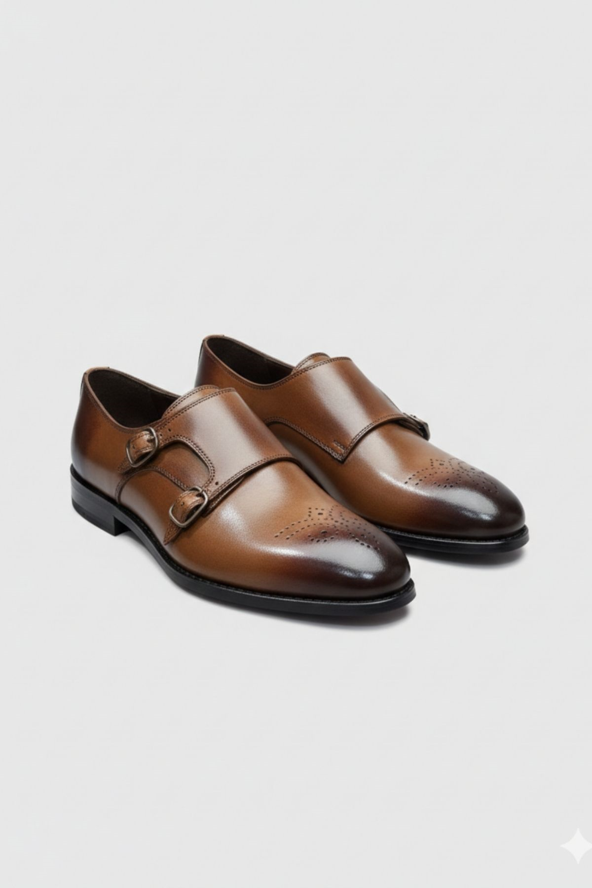 Taba Deri Çift Tokalı Erkek Ayakkabı (Monk Strap) HT2019