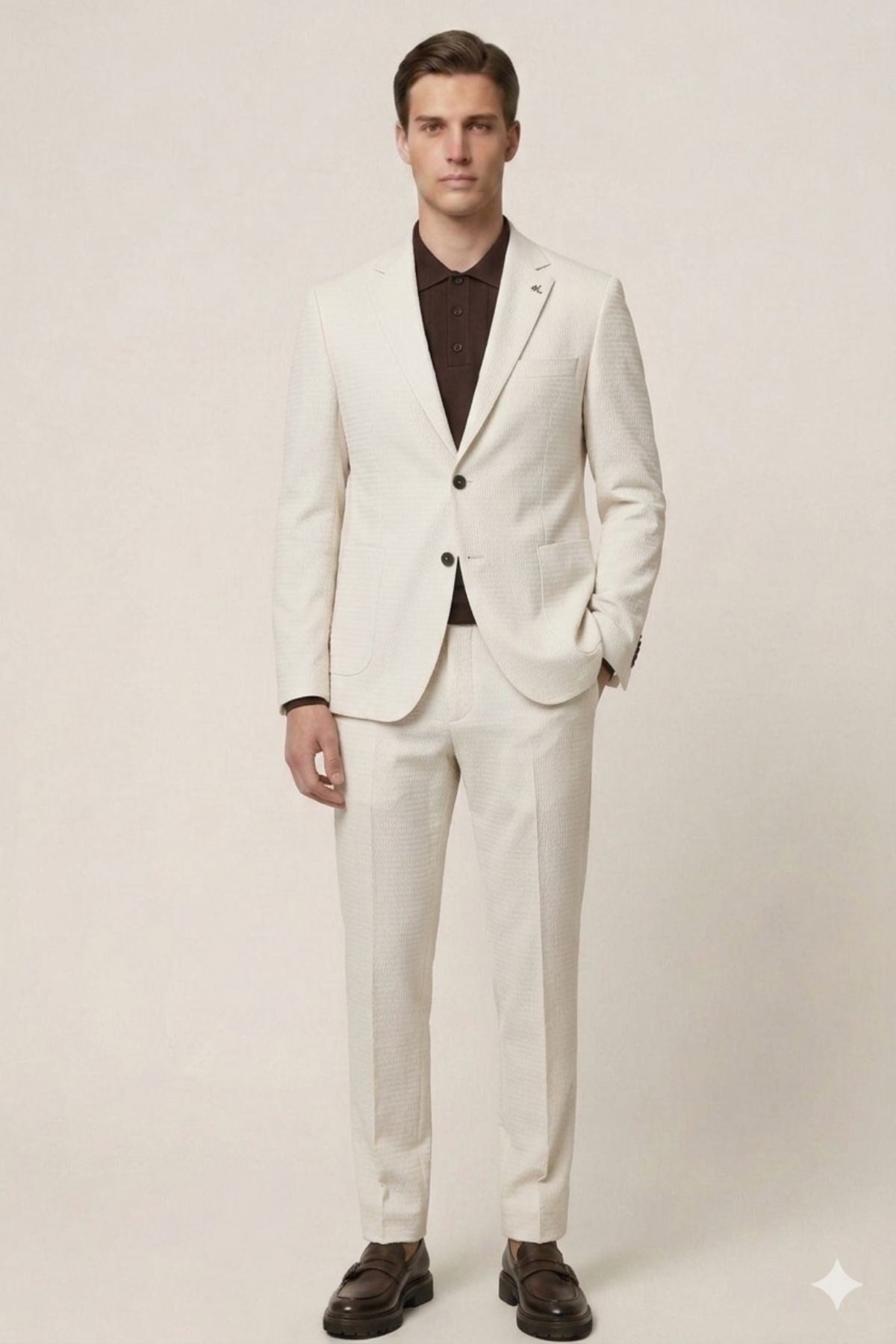 Taş Slim Fit Mono Yaka Dokulu Erkek Ceket