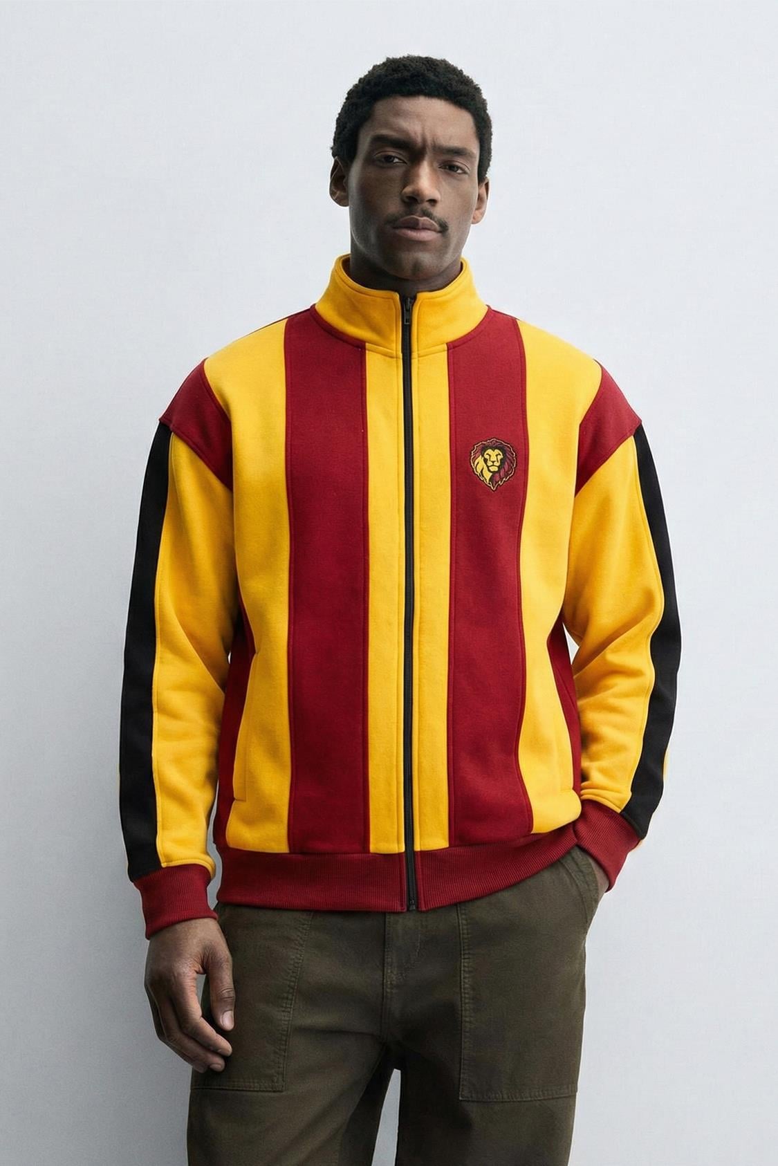 Çubuklu Aslan Fermuarlı | Oversize