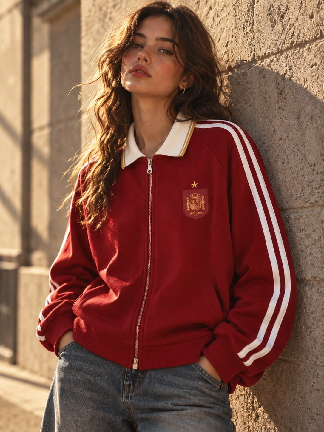 Spain Kırmızı Fermuarlı Sweatshirt S27