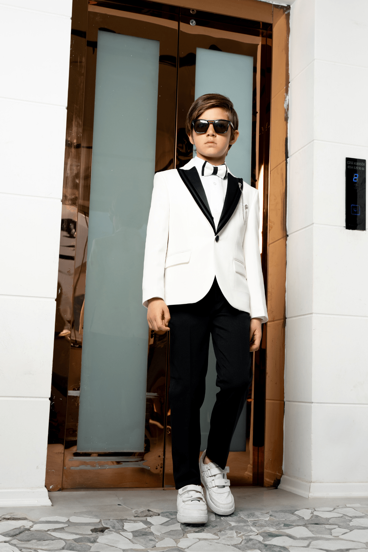 3-14 Yaş Premium Erkek Çocuk Damatlık Beyaz