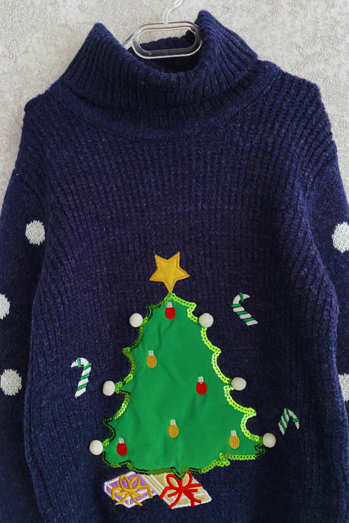 Yeni Yıl Ağaçlı Lacivert Kazak