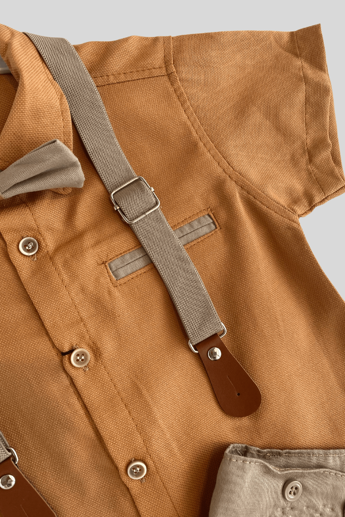 Oxford Kısakol Gömlek Şortlu Erkek Çocuk Takım Kiremit