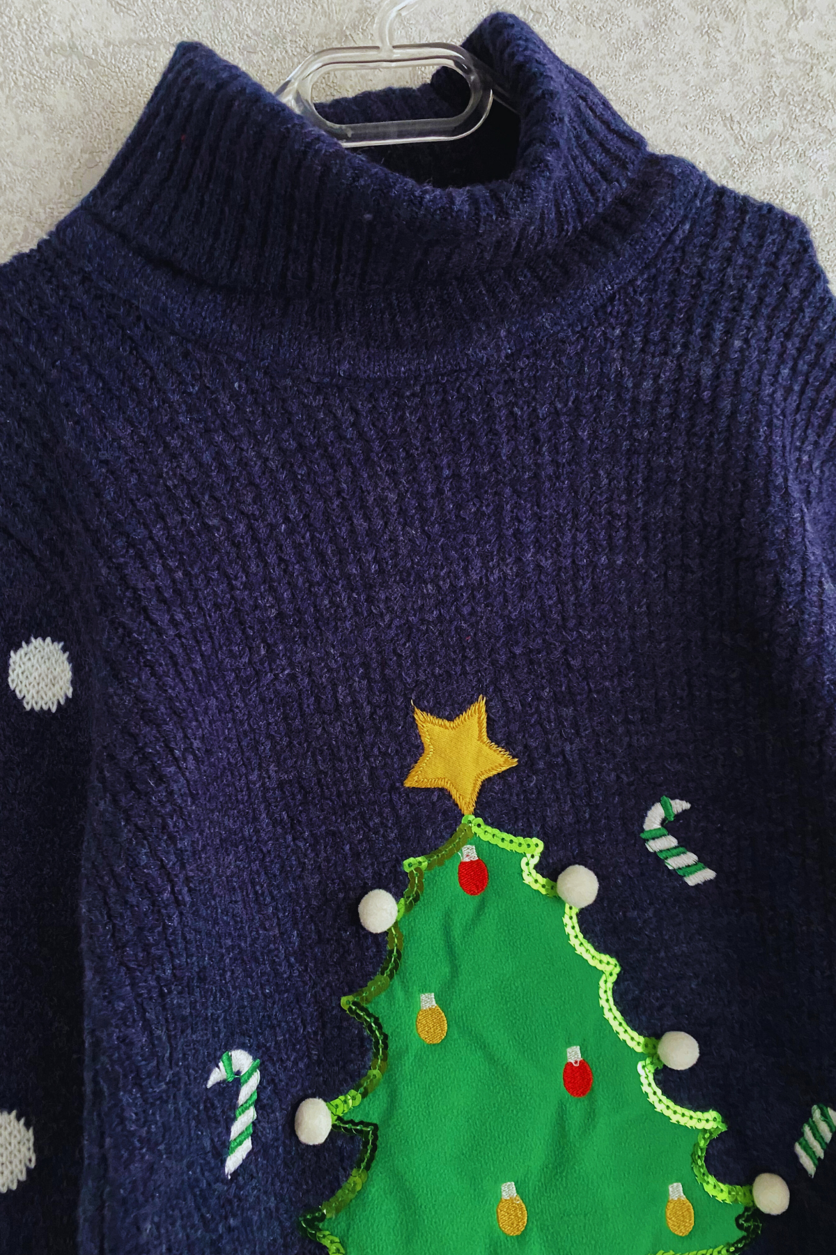 Yeni Yıl Ağaçlı Lacivert Kazak