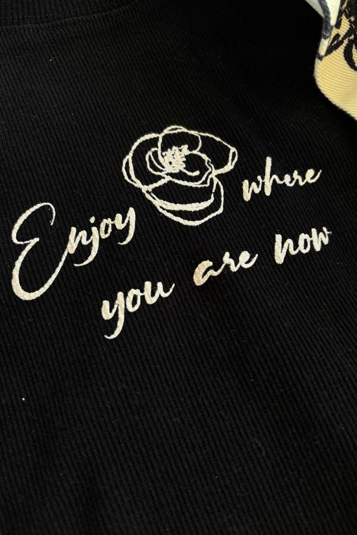 9-14 Yaş Gül Baskılı Ceketli Gabardin Kız Çocuk Takım Siyah