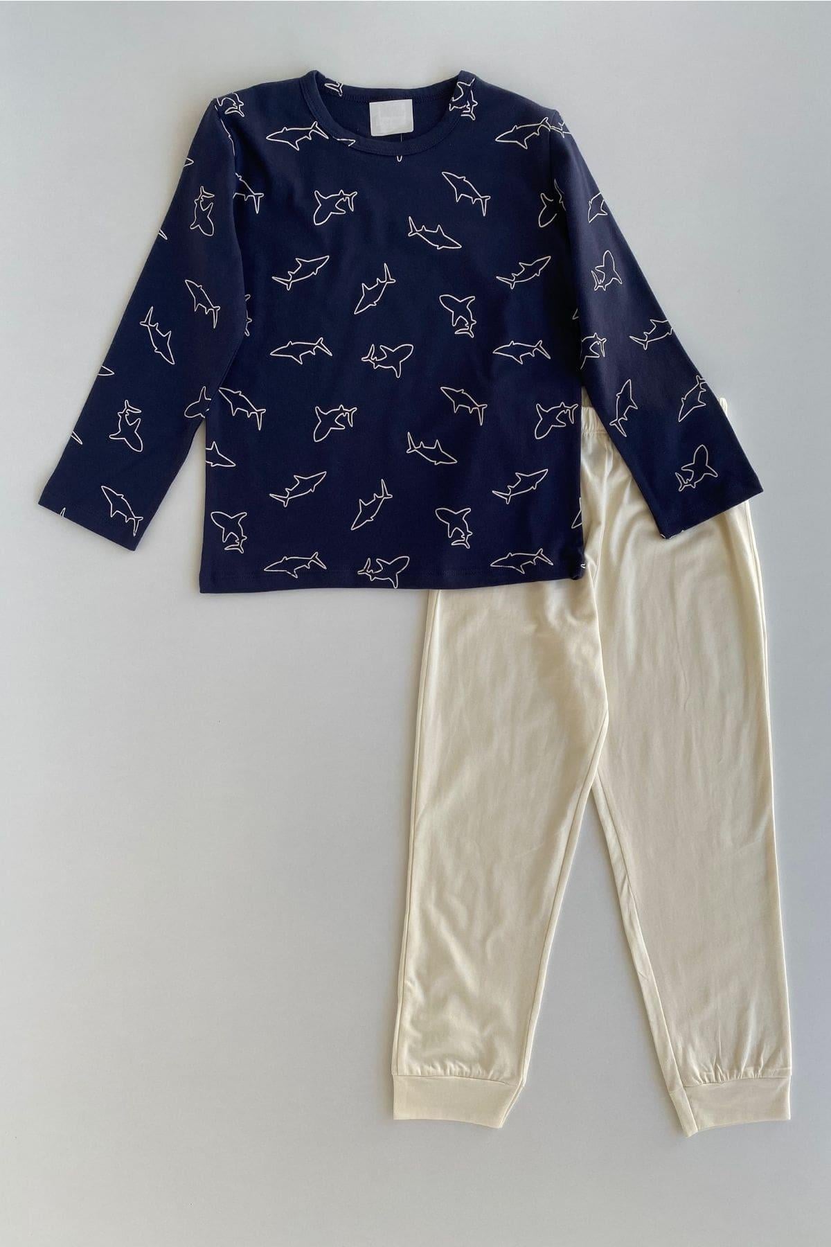 Balık Desen Erkek Çocuk Pijama Takımı