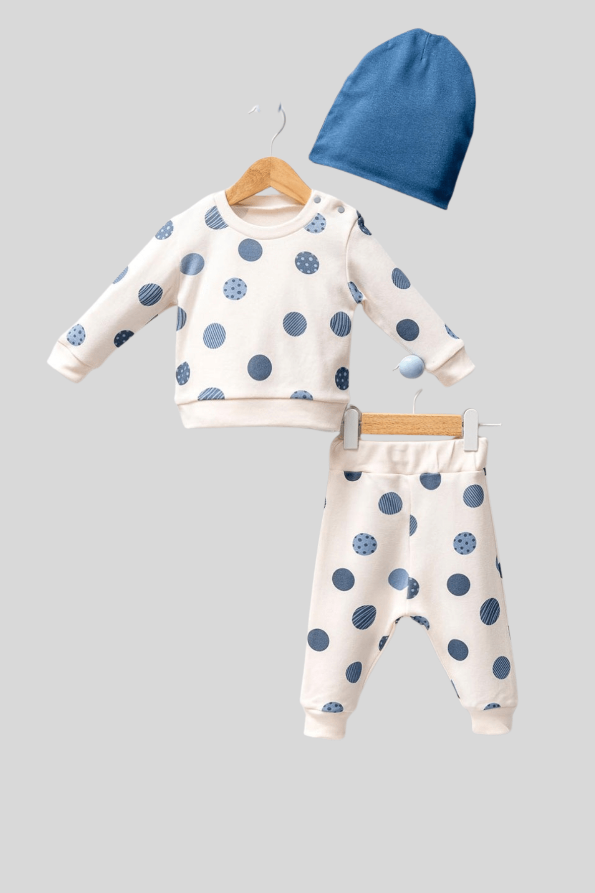 3-18 Ay Uzay Desen Erkek Bebek Takım Krem