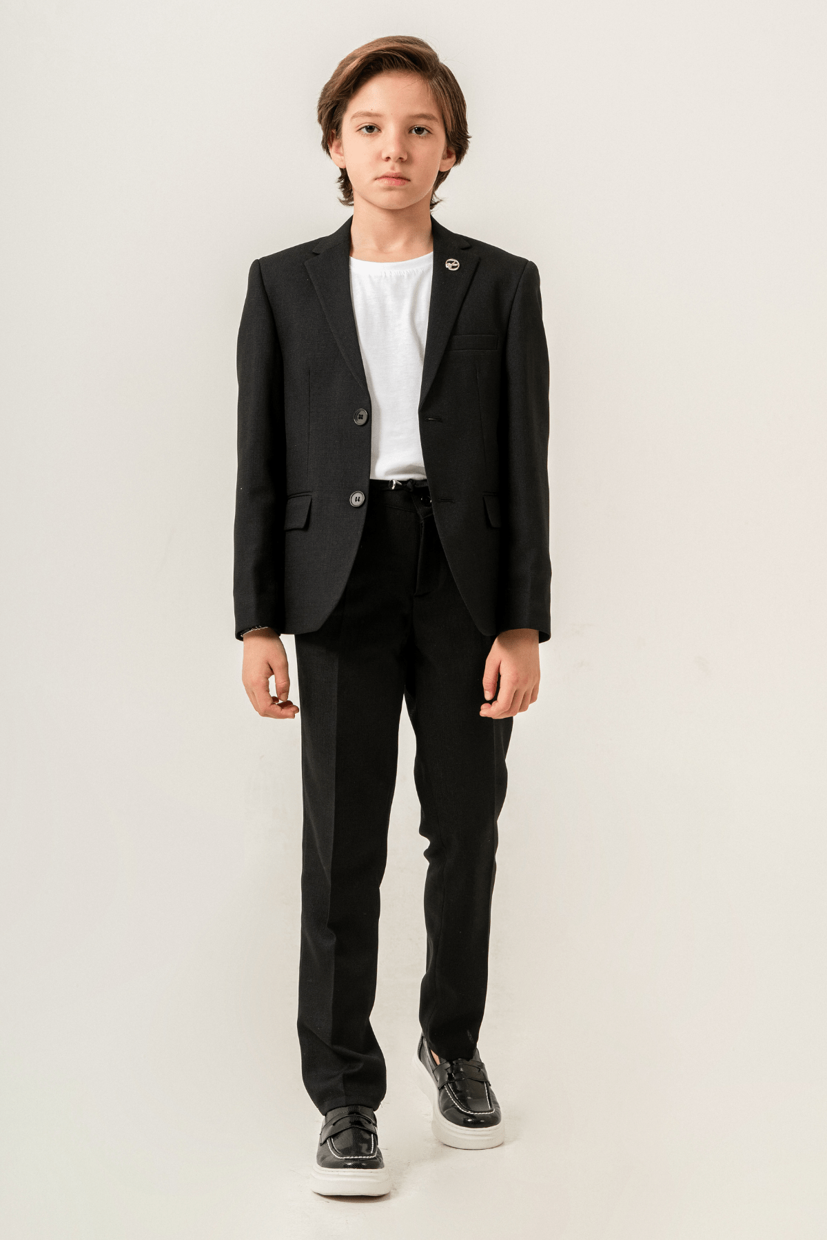 Milano Klasik Ceketli Tişörtlü Çocuk Takım Elbise Siyah