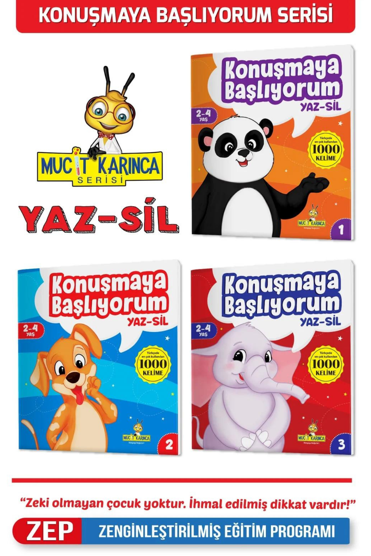 Konuşmaya Başlıyorum Serisi YAZ-SİL Kitaplar (Türkçede En Çok Kullanılan 1000 Kelime)