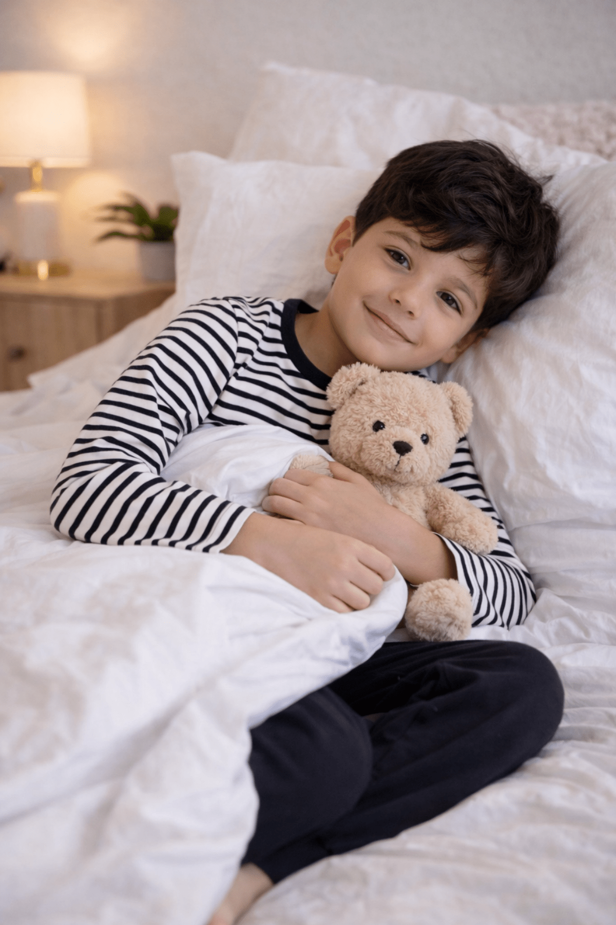 Çizgi Desen Erkek Çocuk Pijama Takımı Siyah