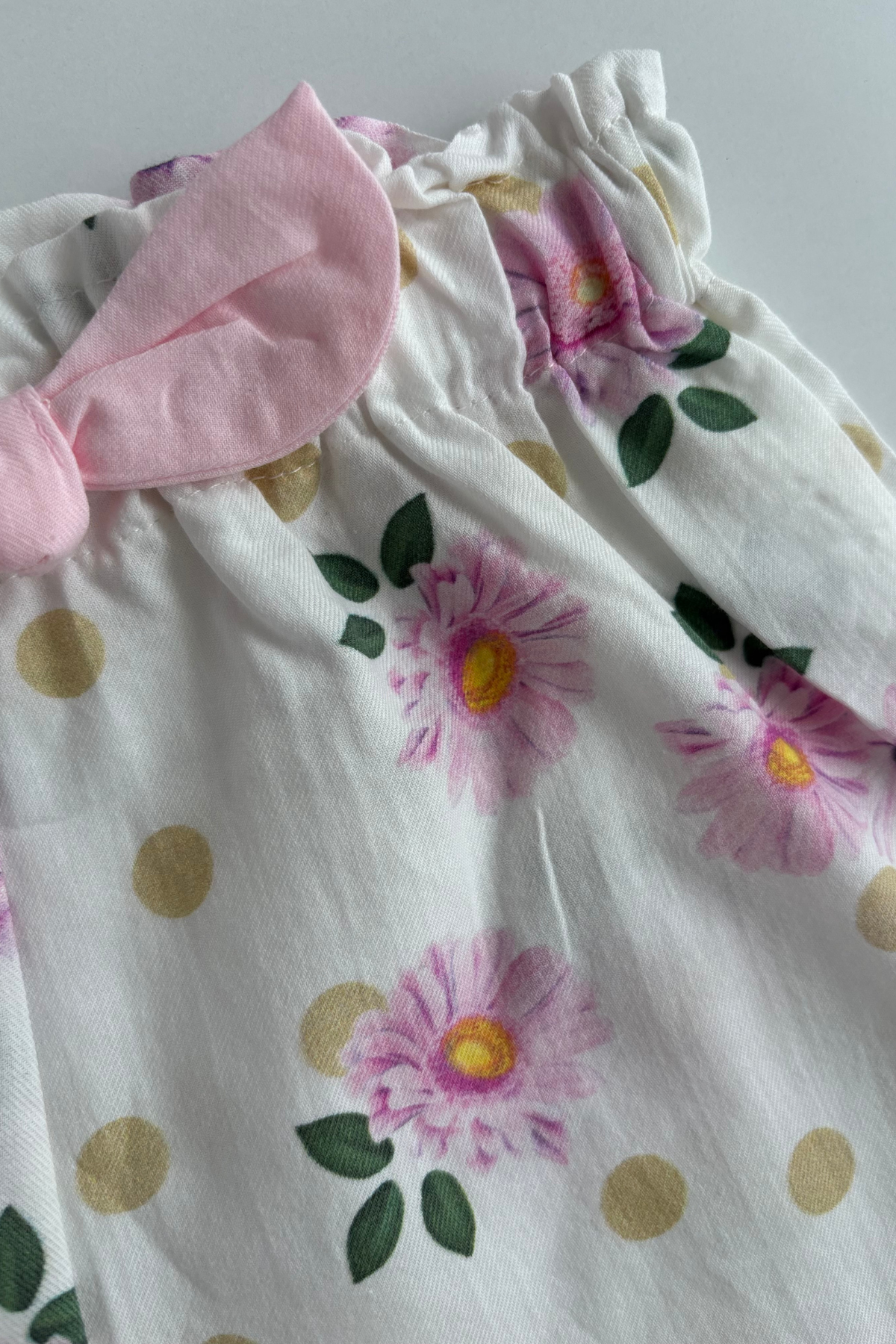 3-7 Yaş Bisikletli Alt Şortlu Çiçekli Kız Çocuk Takım Pembe