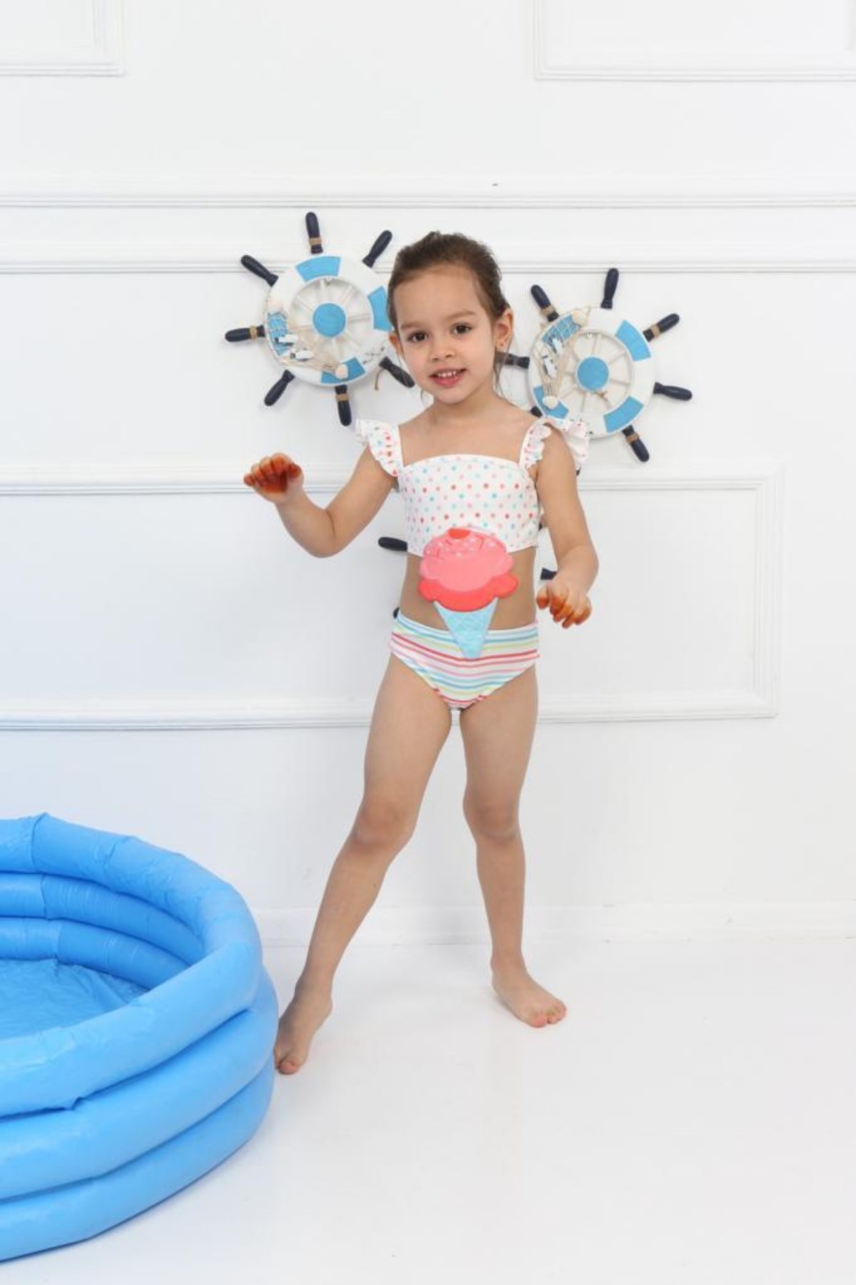 Dondurma Desen Kız Çocuk Mayokini 