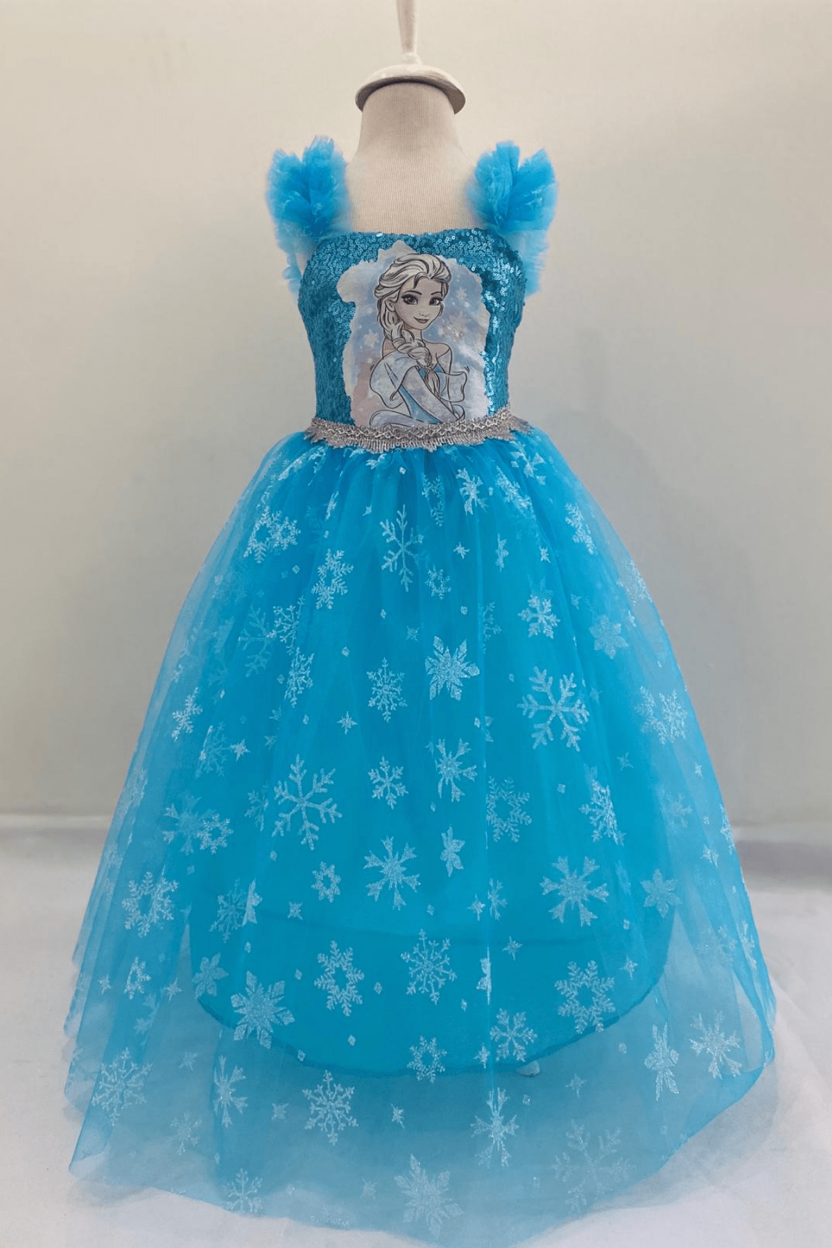 2-10 Yaş Elsa Baskılı Payetli Tarlatanlı Kız Çocuk Kostüm
