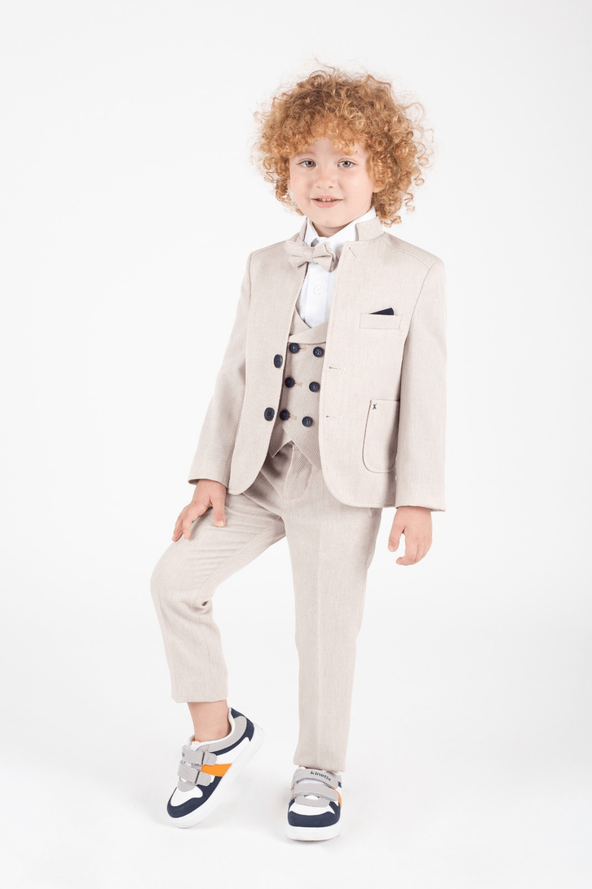 1-8 Yaş Cool Hakim Yaka Planet Çocuk Takım Elbise Bej