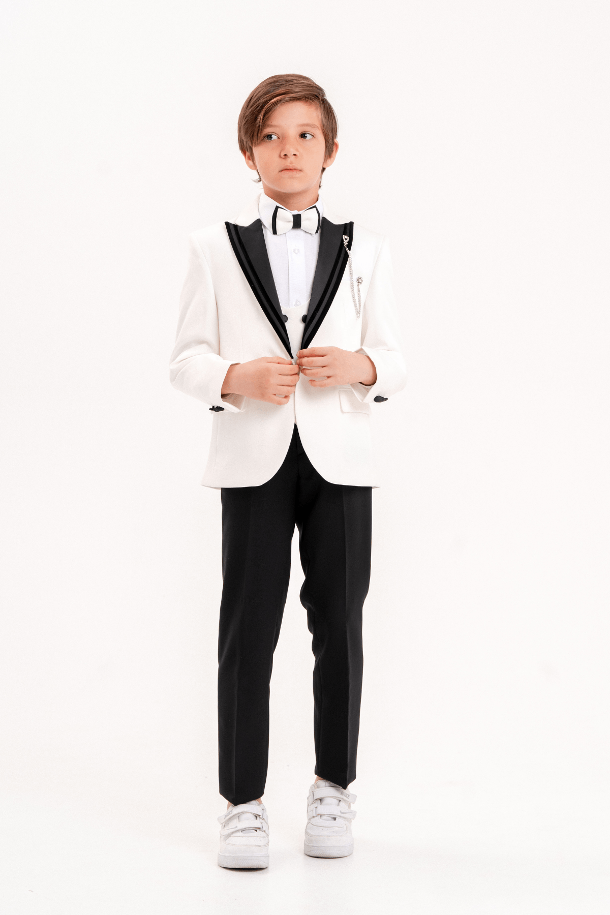 3-14 Yaş Premium Erkek Çocuk Damatlık Beyaz