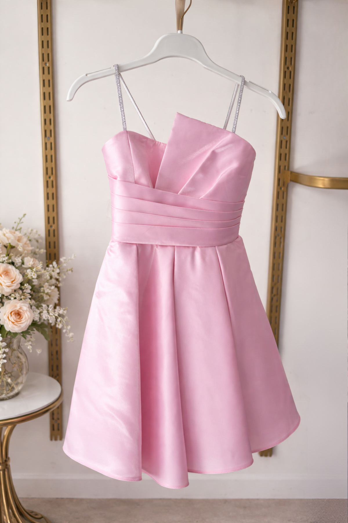 10-15 Saten Eliza Kız Çocuk Abiye Elbise Pembe