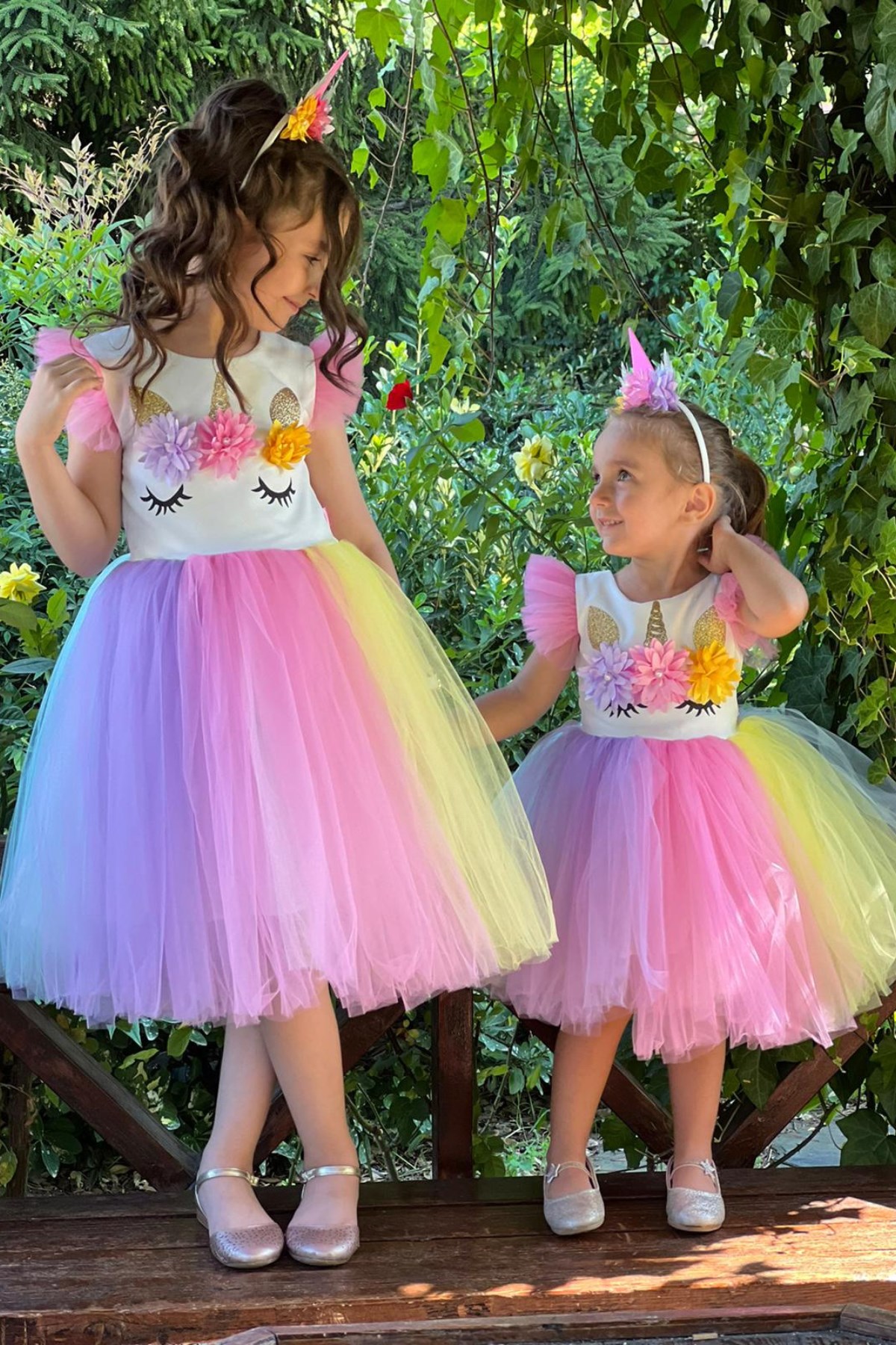Unicorn Renkli Tütülü Taç Dahil Elbise