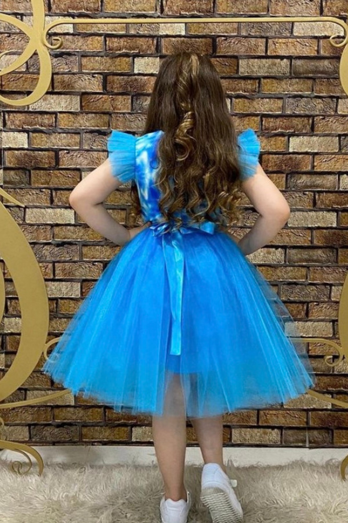 Maske Hediyeli Tül Detay Elsa Elbise