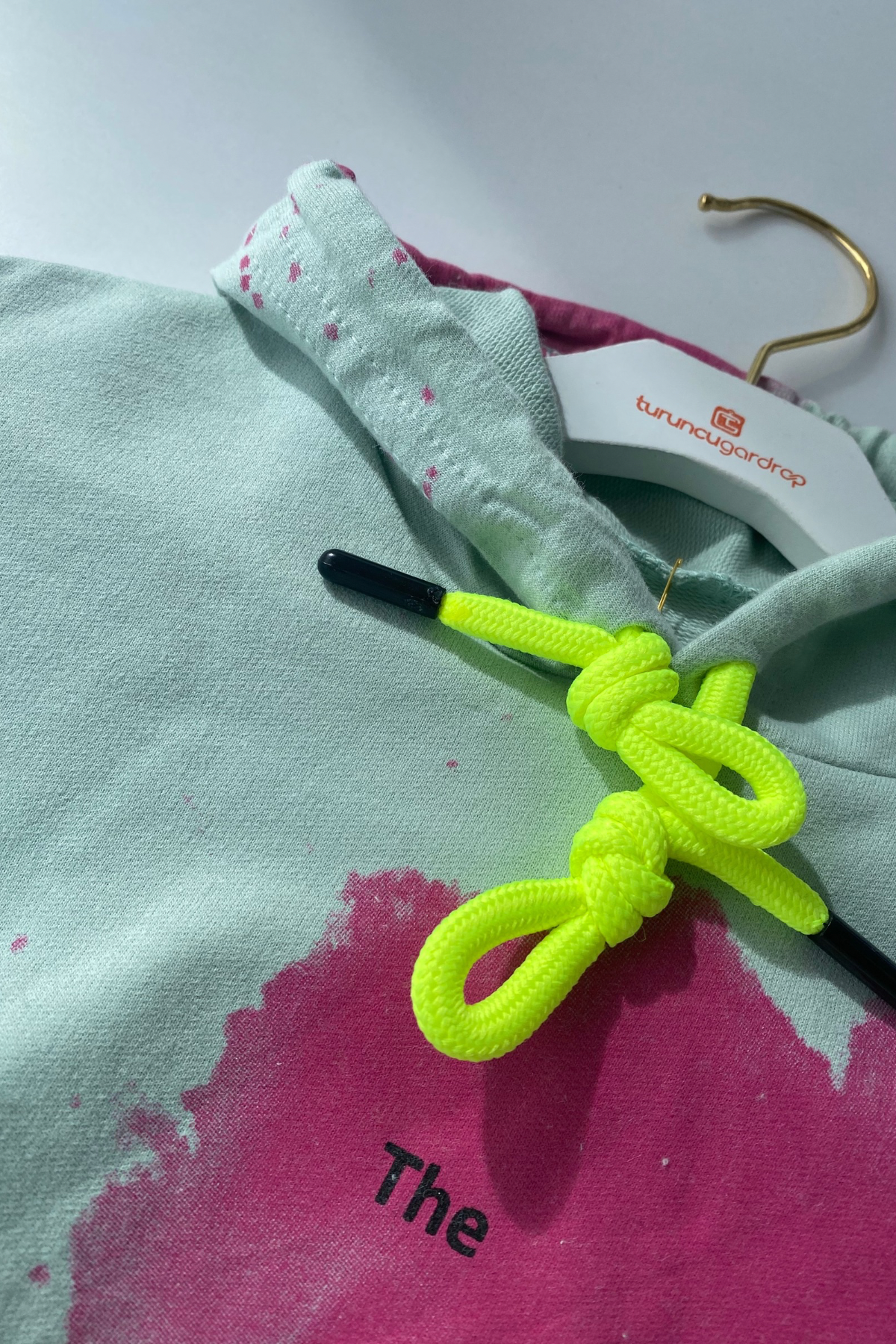 6-9 Yaş Batik Desen Kapüşonlu Kız Çocuk Sweat Yeşil