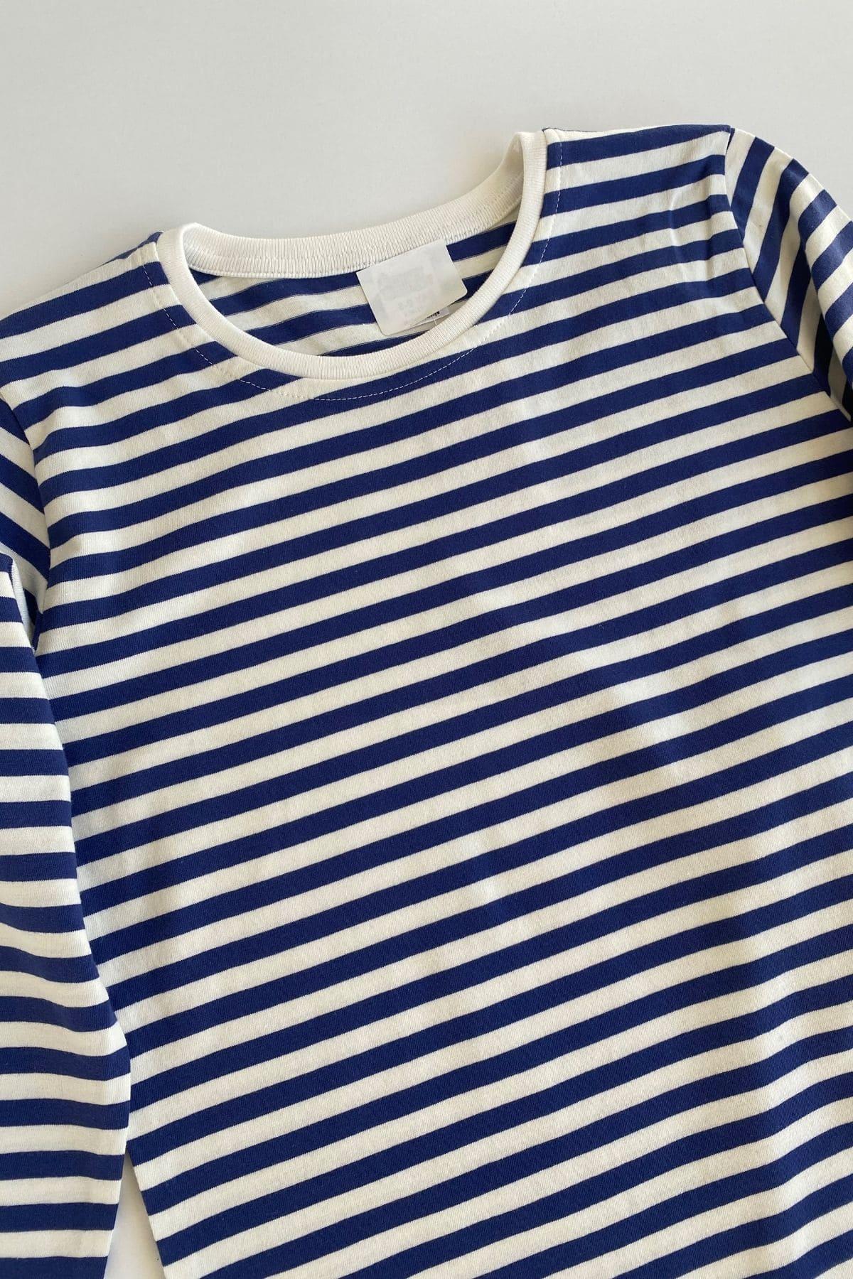 Çizgili Desen Erkek Çocuk Pijama Takımı Lacivert