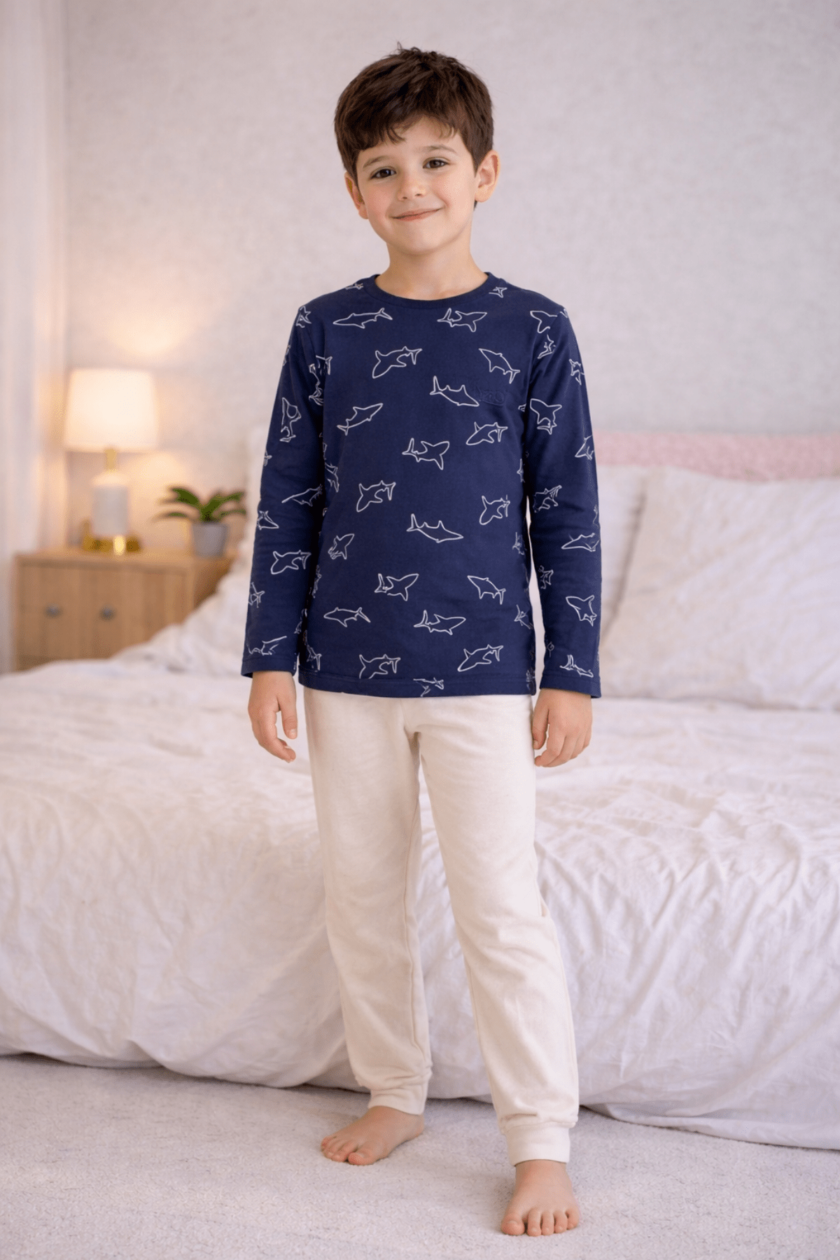 Balık Desen Erkek Çocuk Pijama Takımı