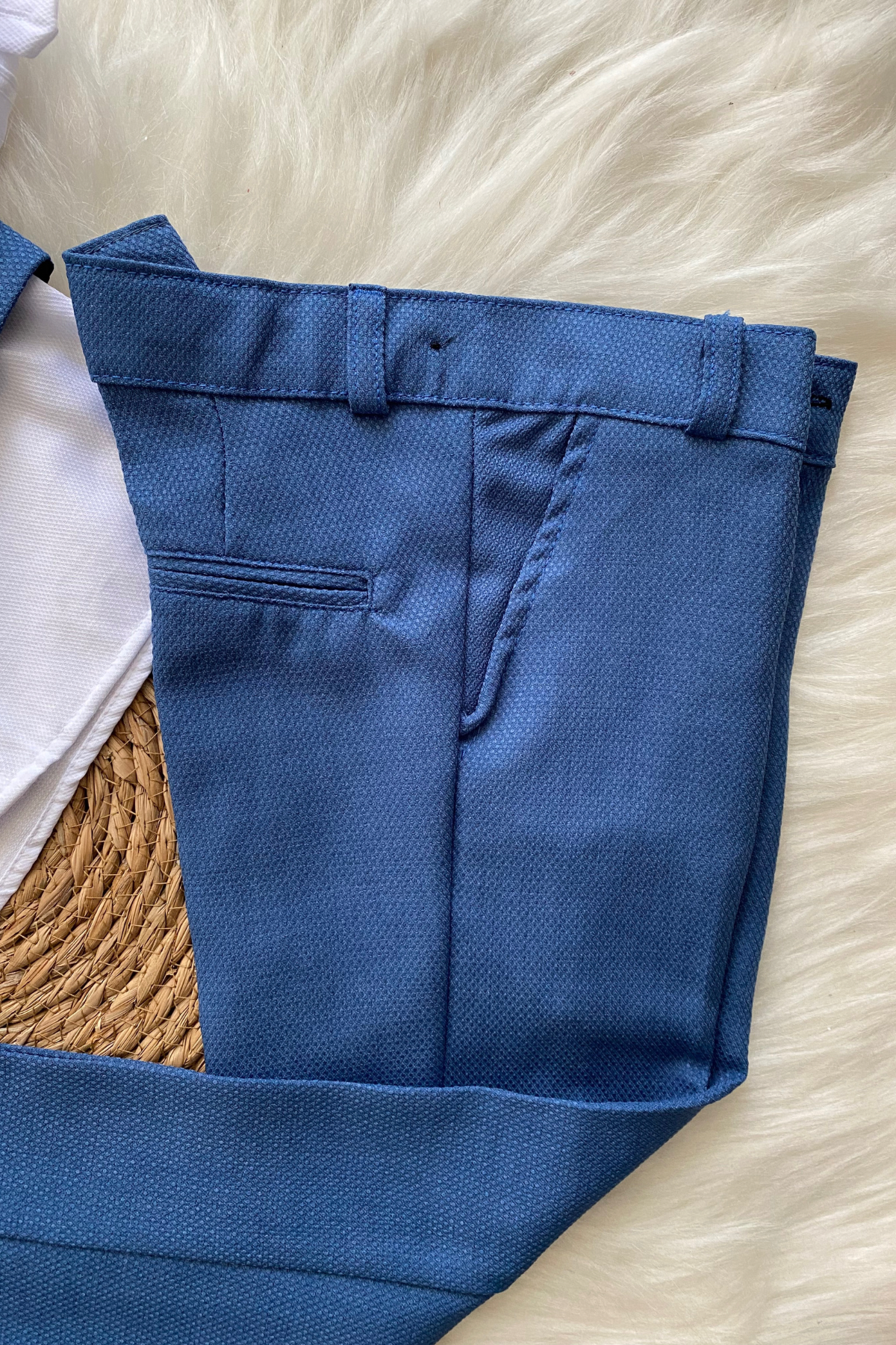 Zincir Detay Çift Düğmeli Erkek Çocuk Takım Elbise İndigo