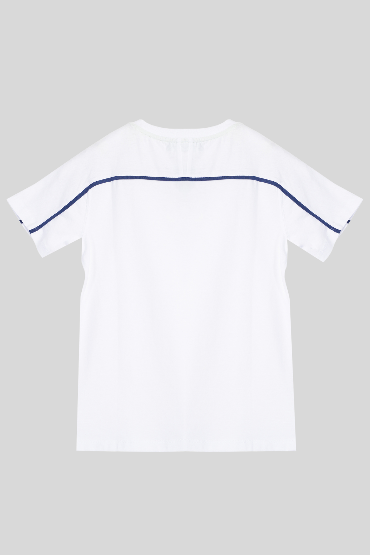 4-14 Yaş Benetton Biye Detay Erkek Çocuk Tshirt Beyaz