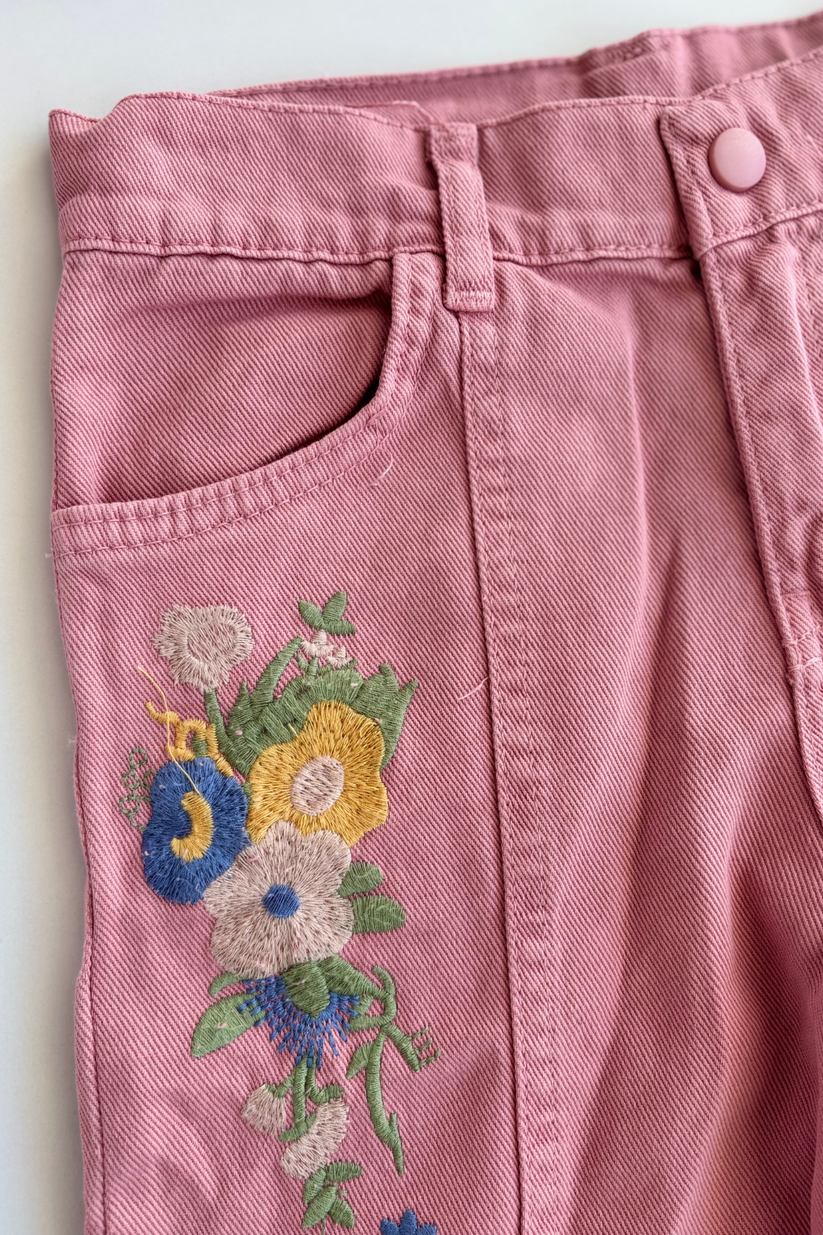 4-8 Yaş Kolları Nakışlı Ceketli Gabardin 3lü Kız Çocuk Takım Gül Kurusu
