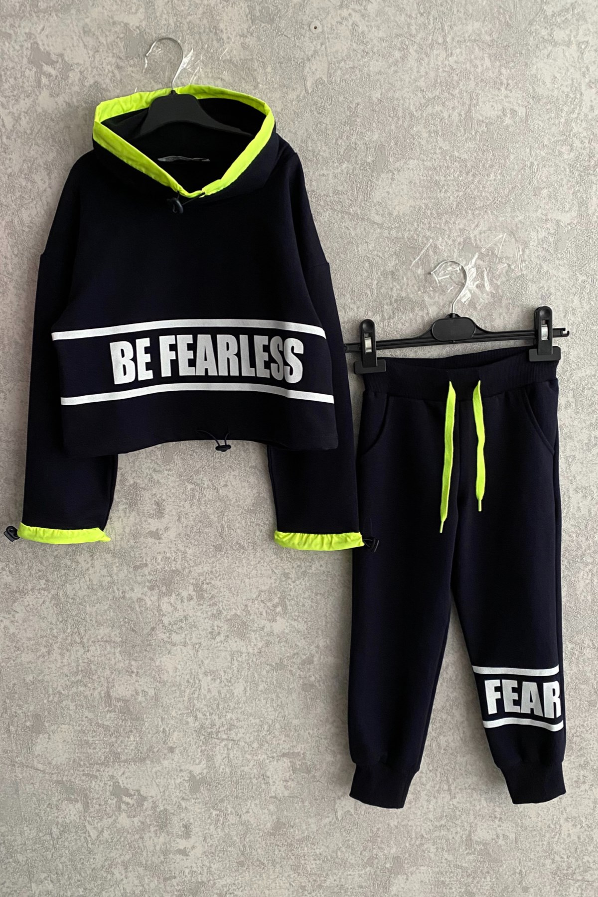 Be Fearless Balıkçı Yaka Neon Detay Kız Çocuk Eşofman Takım Lacivert