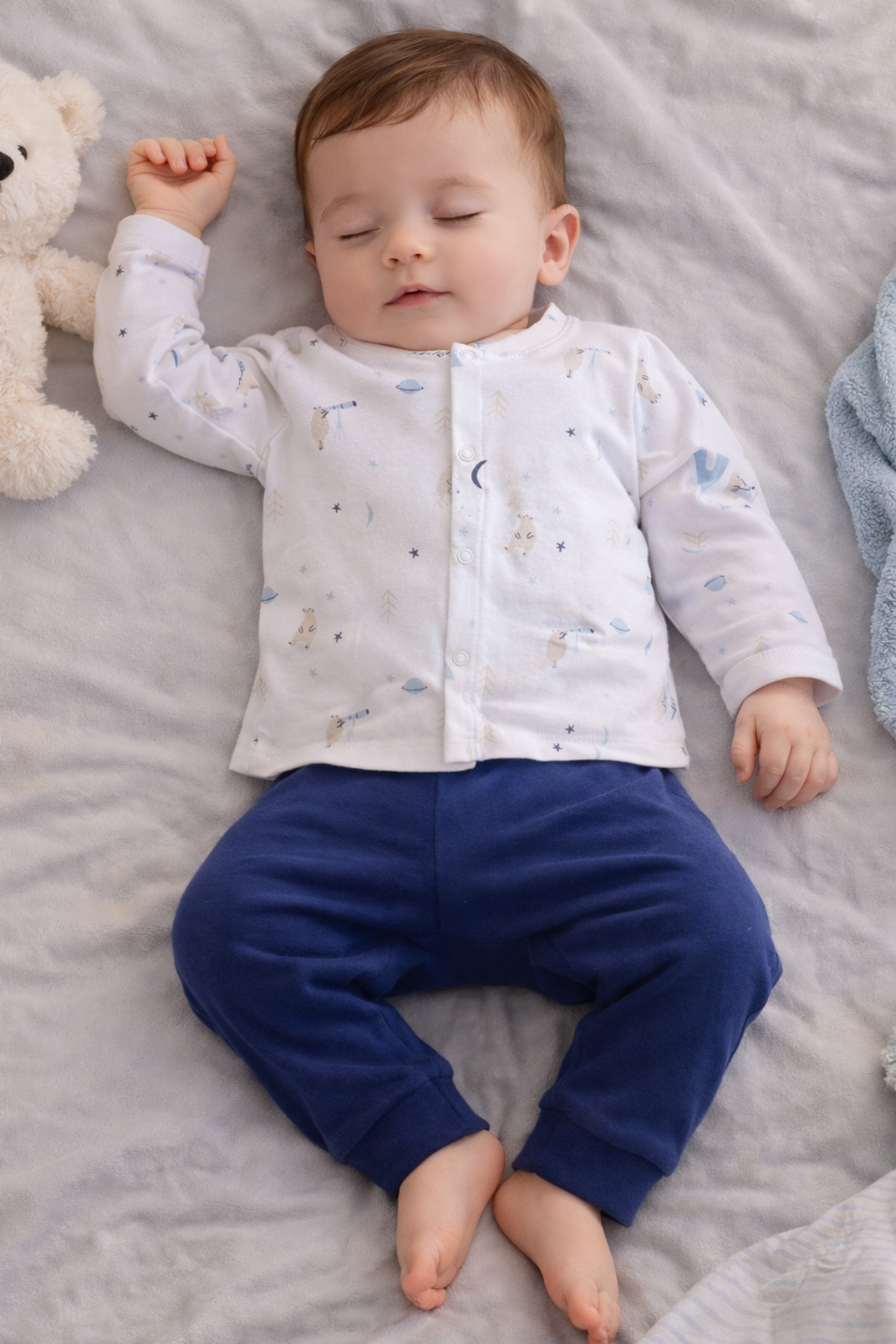 Ceketli Erkek Bebek Pijama Takımı Mavi