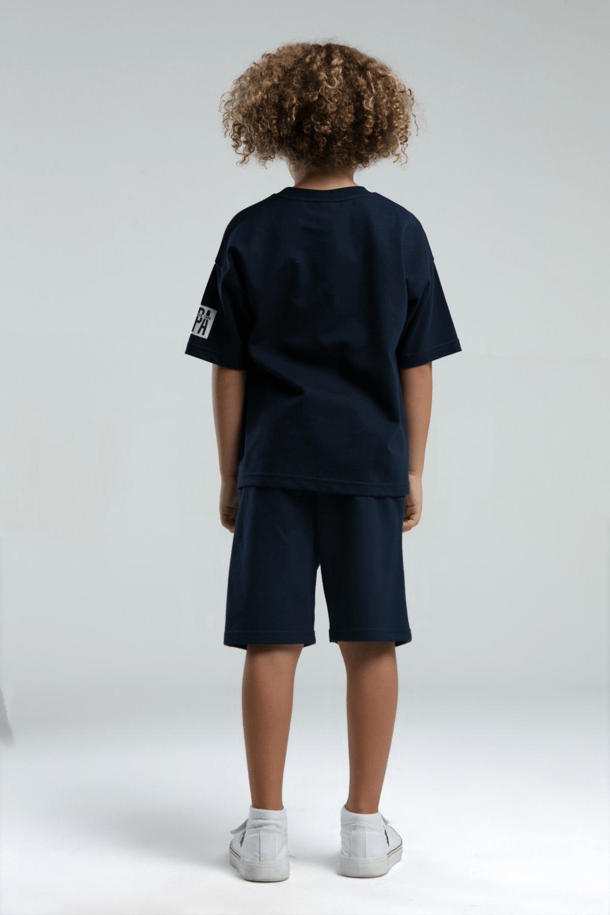 9-15 Yaş U.S Polo Lisanslı Kolu Baskılı Şortlu Erkek Çocuk Takım Lacivert