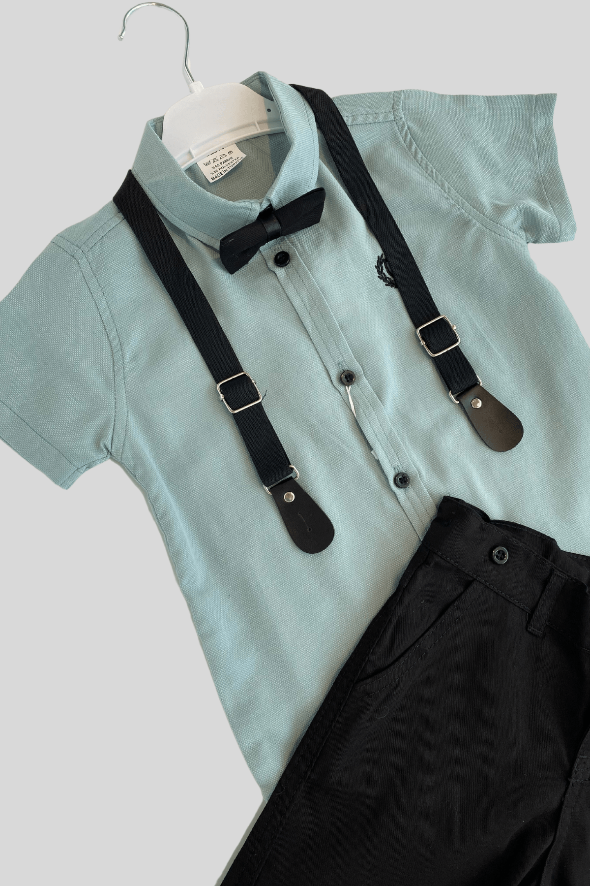 Oxford Kısakol Gömlek Şortlu Erkek Çocuk Takım Su Yeşili