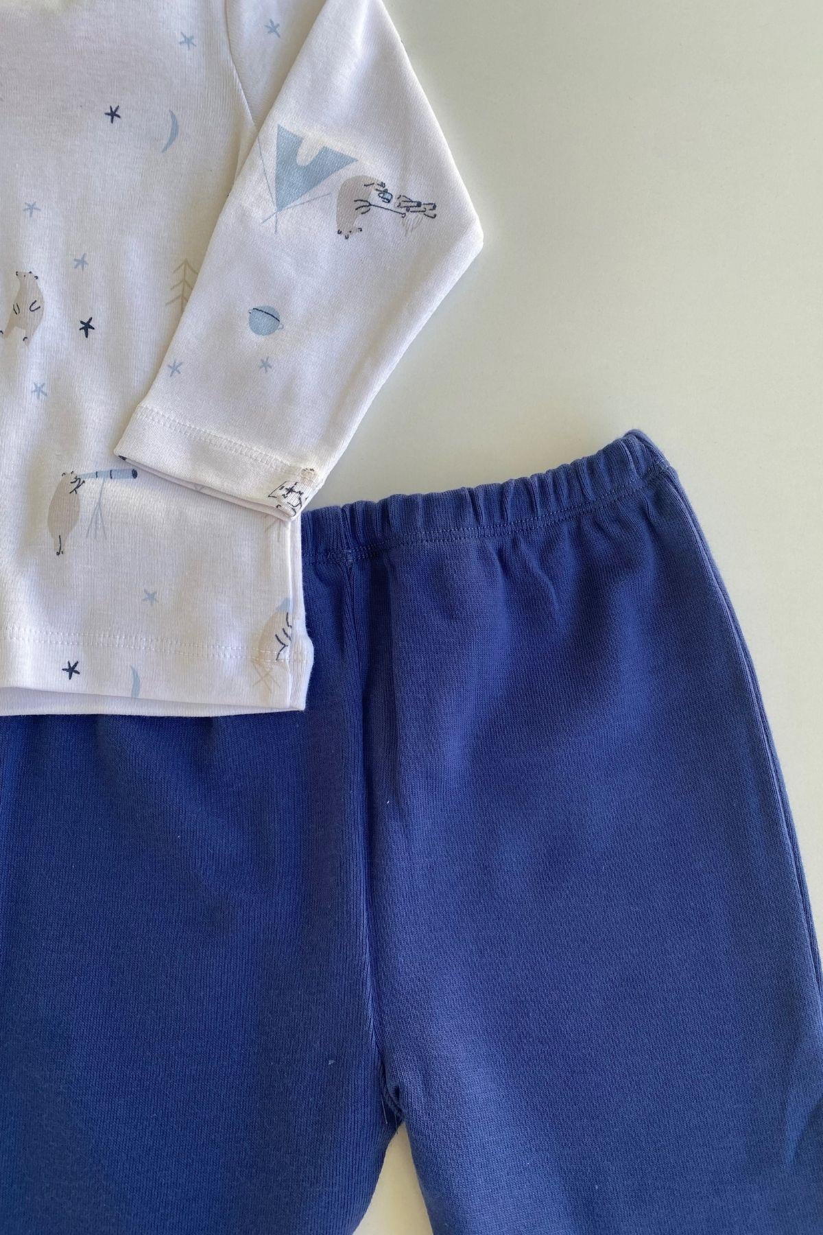 Ceketli Erkek Bebek Pijama Takımı Mavi