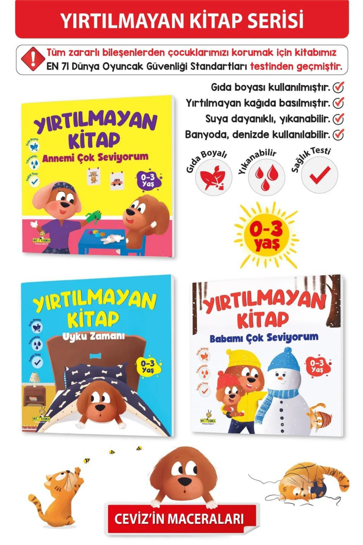 Yırtılmayan Kitap Serisi (Çiğnenebilir, Yıkanabilir, Yırtılmaz, Gıda Boyalı) – Ceviz