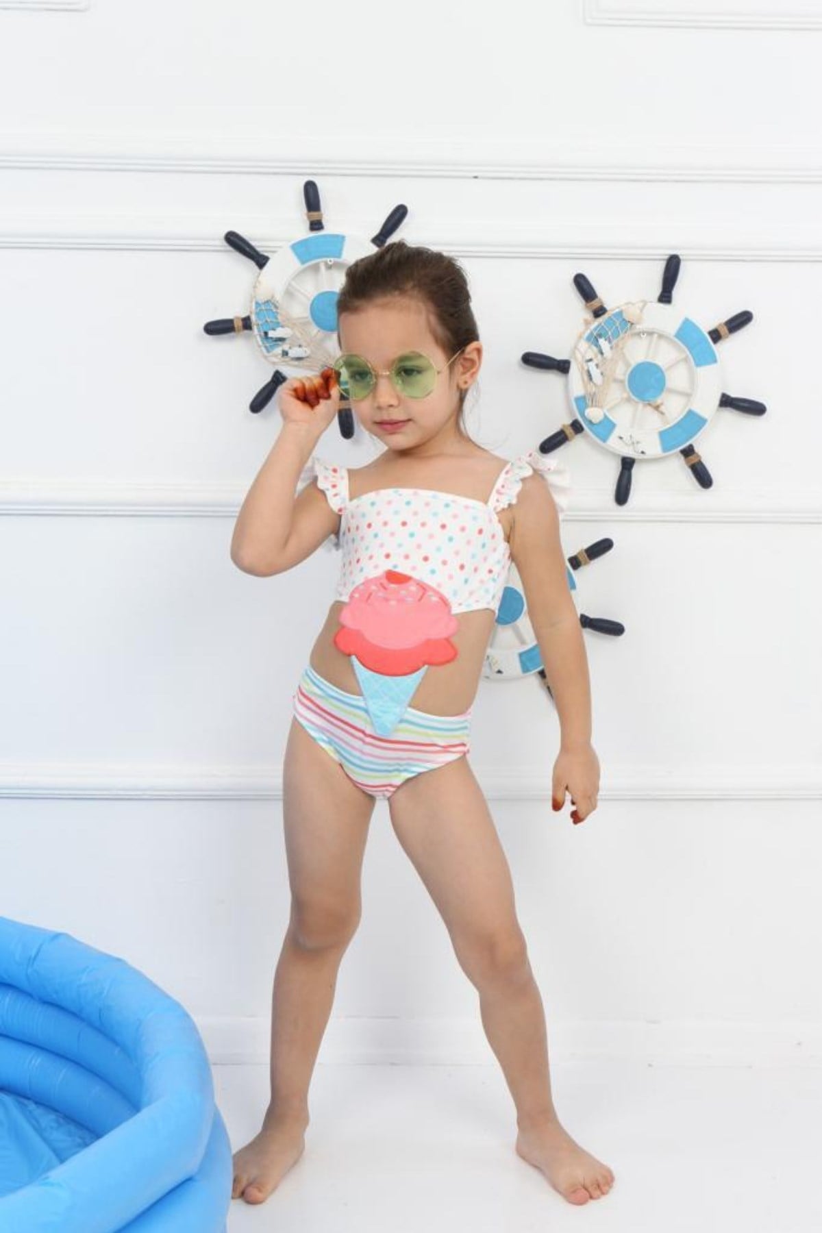 Dondurma Desen Kız Çocuk Mayokini 