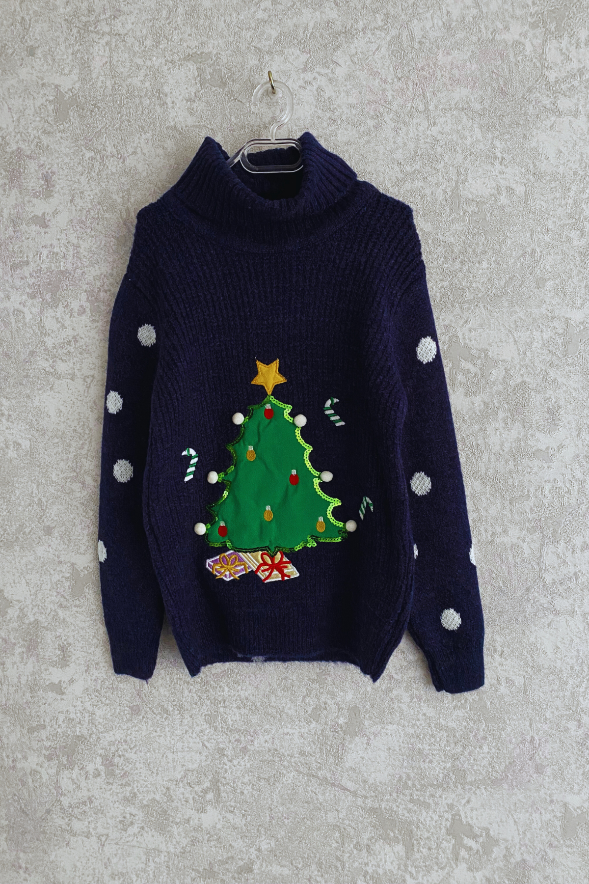 Yeni Yıl Ağaçlı Lacivert Kazak