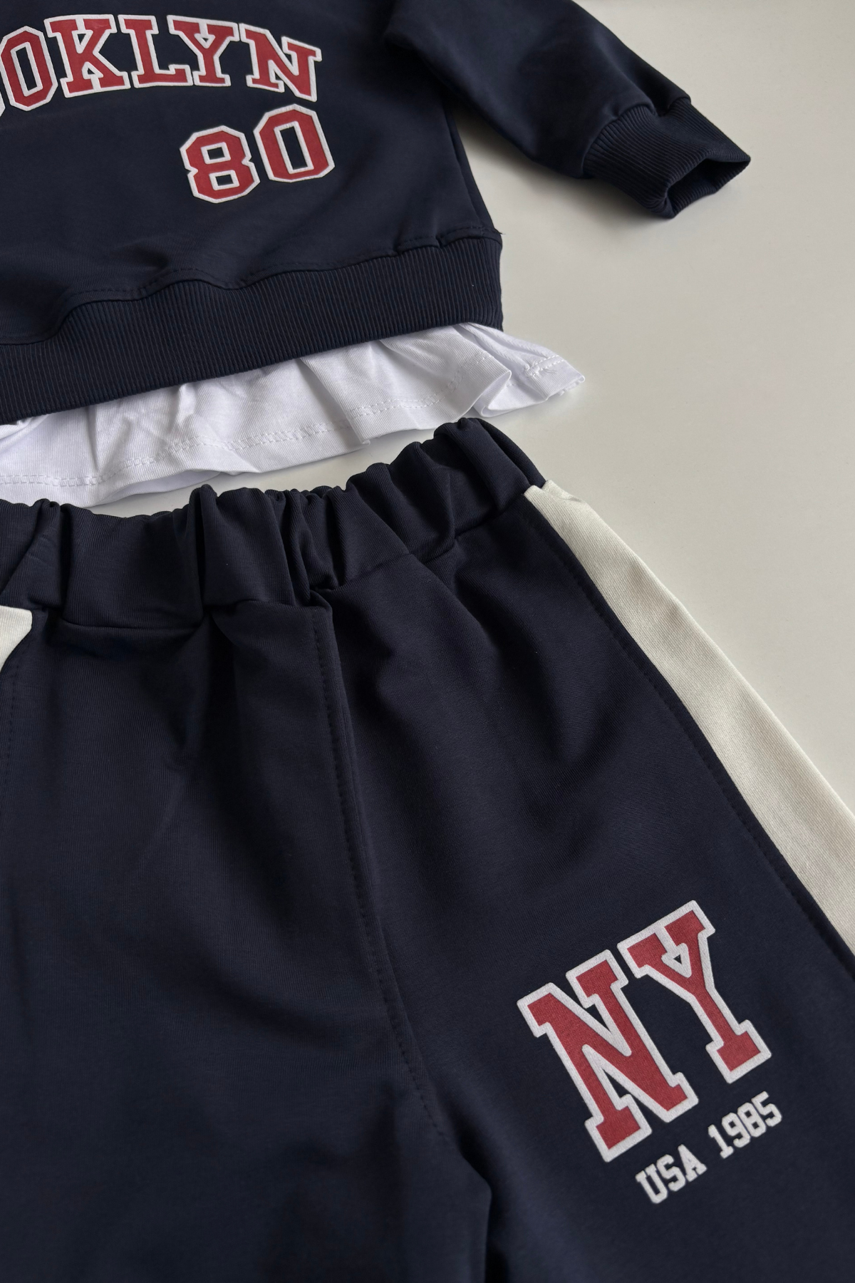 2-10 Yaş Şerit Detay Brooklyn Unisex Eşofman Takımı Lacivert