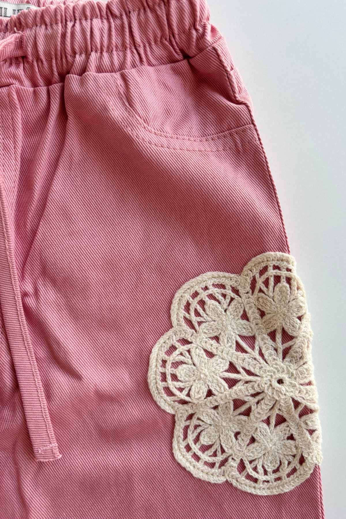 4-8 Yaş Örgü Aplikeli Gabardin Kız Çocuk Takım Gül Kurusu