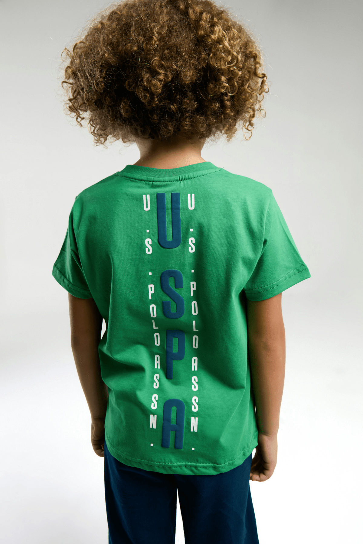 9-15 Yaş U.S Polo Lisanslı Sırt Dikey Baskı Şortlu Erkek Çocuk Takım Yeşil