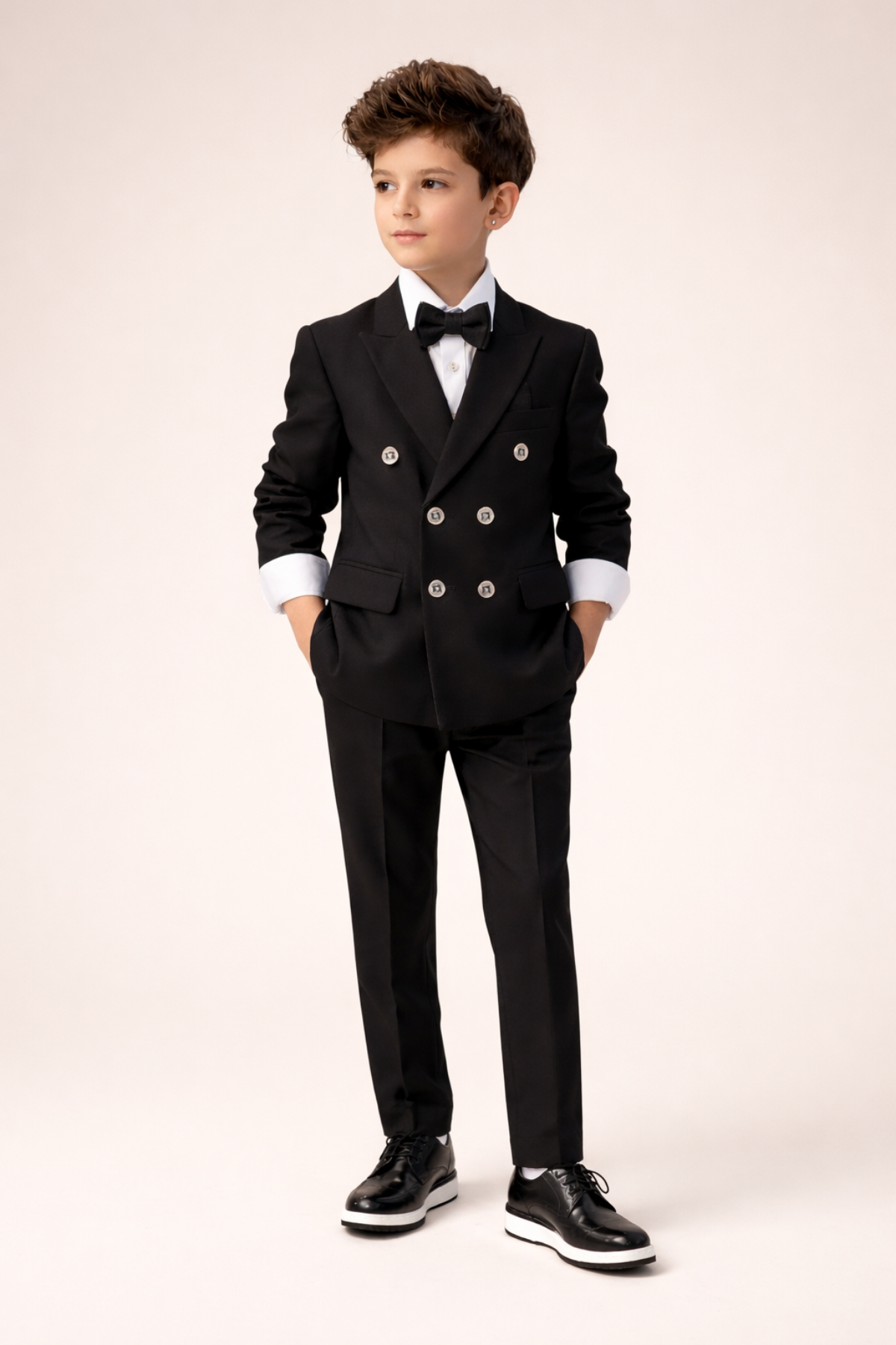 Montero Ceketli Mendilli Erkek Çocuk Takım Elbise Siyah