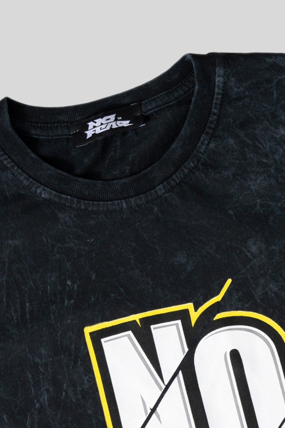 6-14 Yaş No Fear Yazı Baskı Yıkamalı Erkek Çocuk T-shirt Siyah