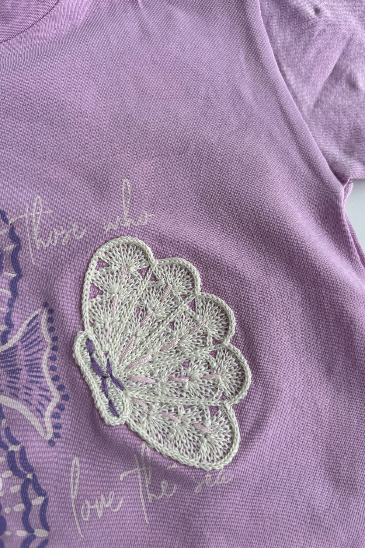 3-7 Yaş Denizatı Detay Kot Şort Etekli Kız Çocuk Takım Lila