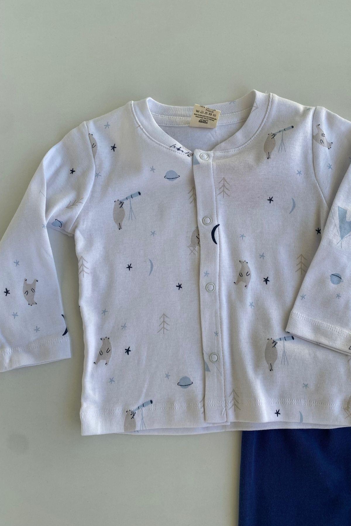 Ceketli Erkek Bebek Pijama Takımı Mavi