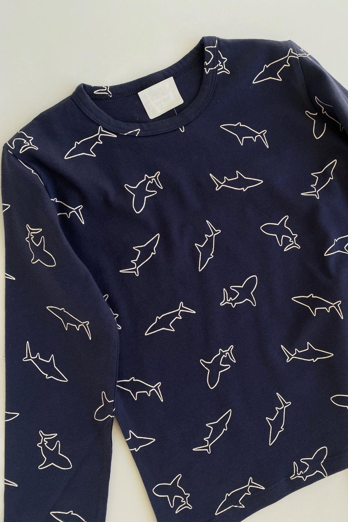 Balık Desen Erkek Çocuk Pijama Takımı