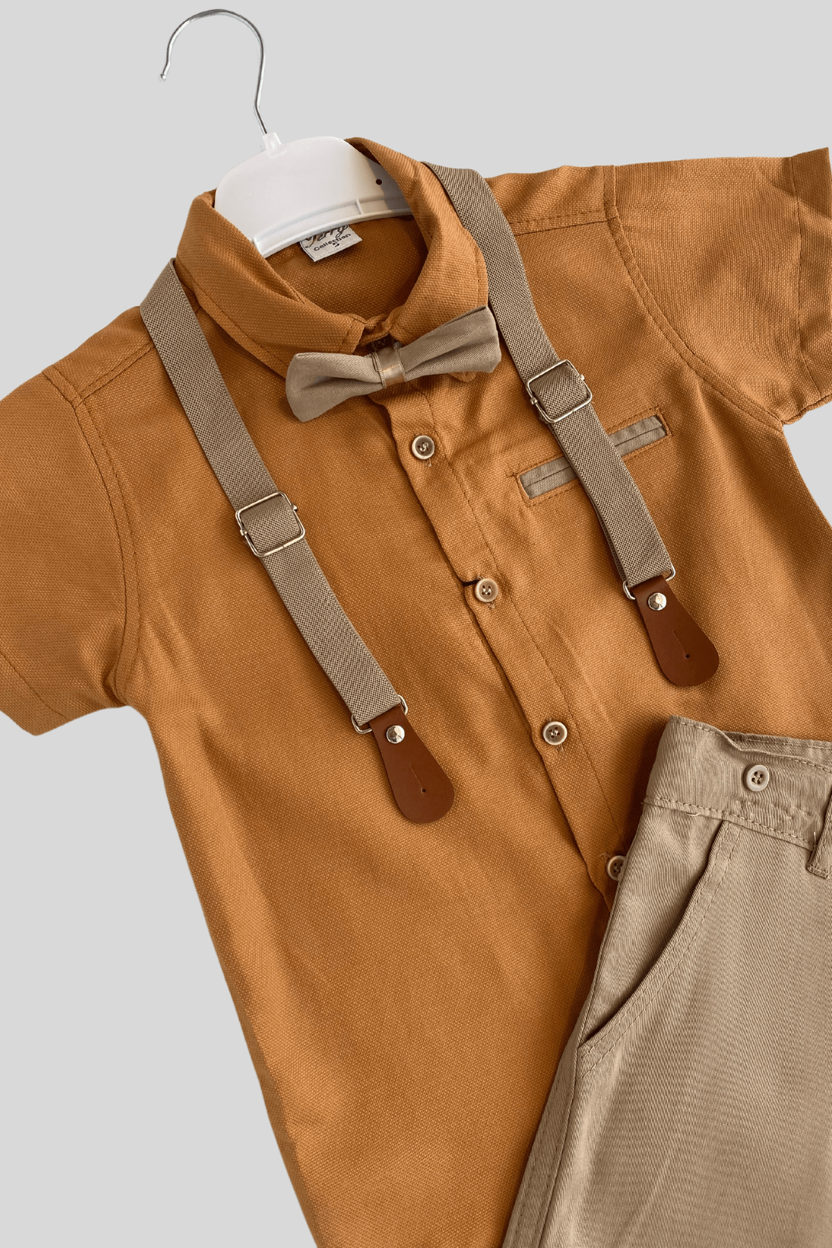 Oxford Kısakol Gömlek Şortlu Erkek Çocuk Takım Kiremit