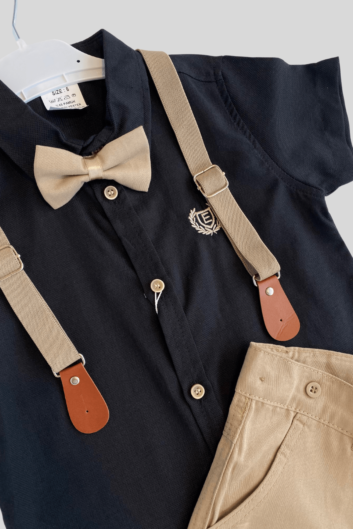 Oxford Kısakol Gömlek Şortlu Erkek Çocuk Takım Siyah