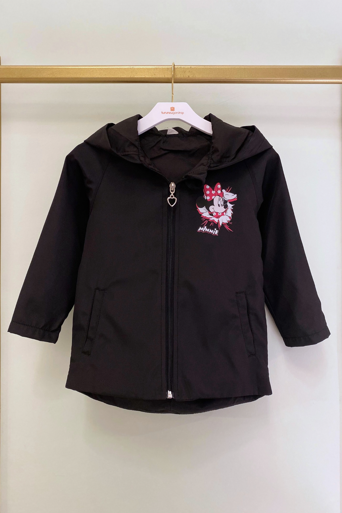3-10 Yaş Karakter Detay Kız Çocuk Yağmurluk Siyah