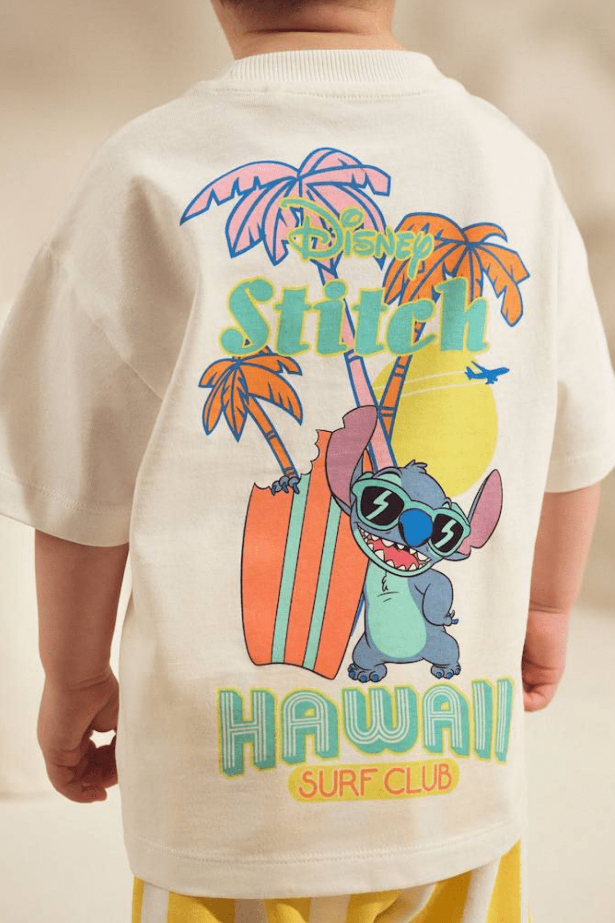 2-8 Yaş Stitch Baskılı Şortlu Erkek Çocuk Takım Sarı