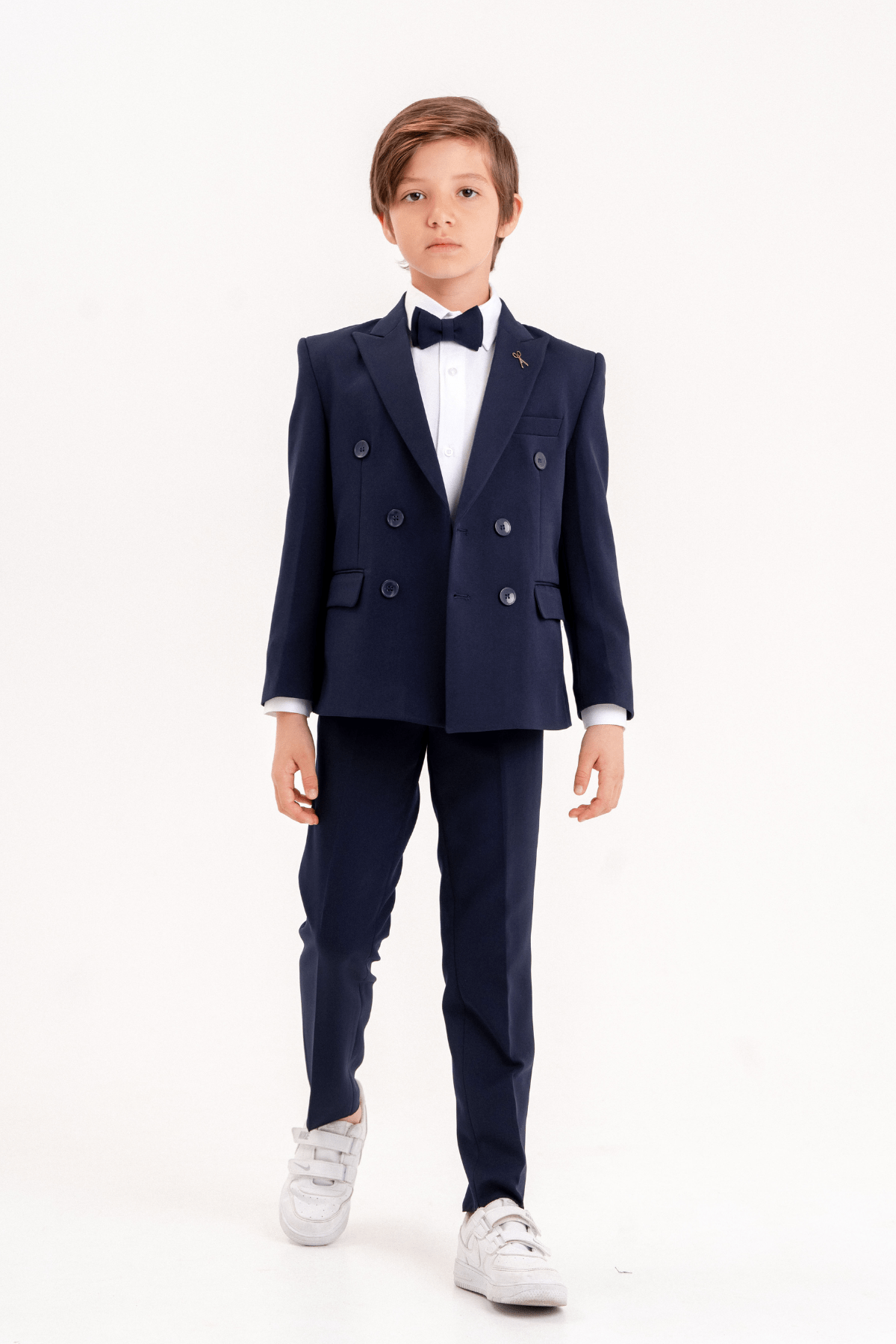 Double Kruvaze Ceketli Erkek Çocuk Takım Elbise Lacivert