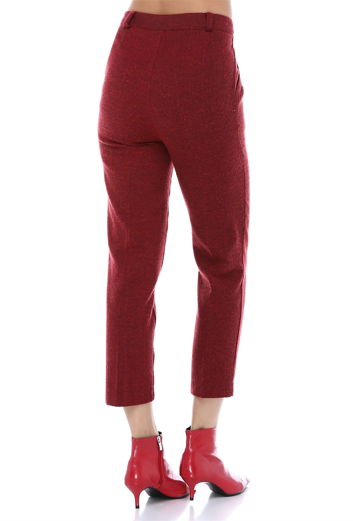 Bordo Kuşaklı Havuç Pantolon